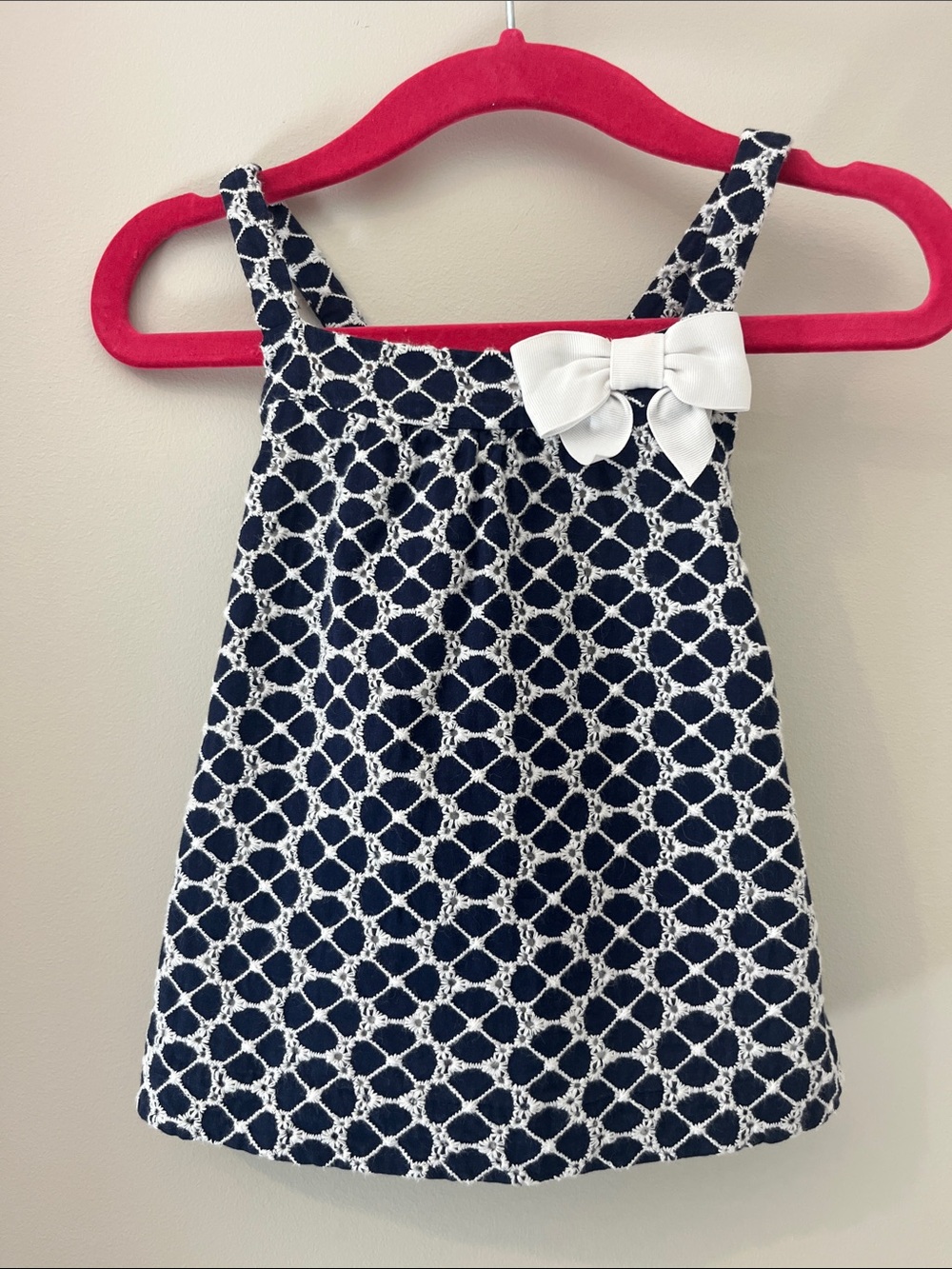 Janie and Jack Navy and White Bow-Appliqué Tank Dress